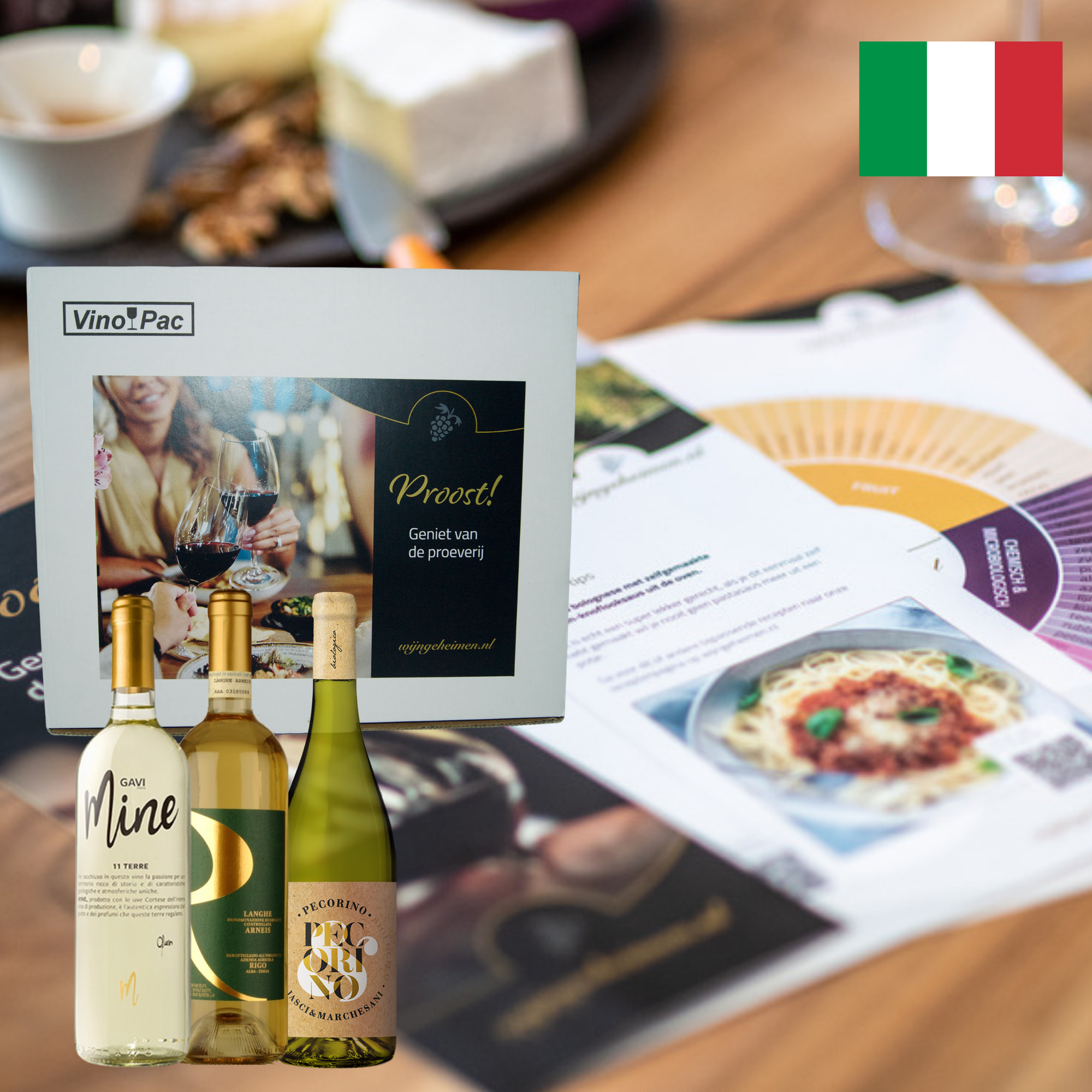 Wijnproeverij-box 3 x Italiaans wit Wijnproeverij pakketten||Wijnproeverij||Proefpakketten